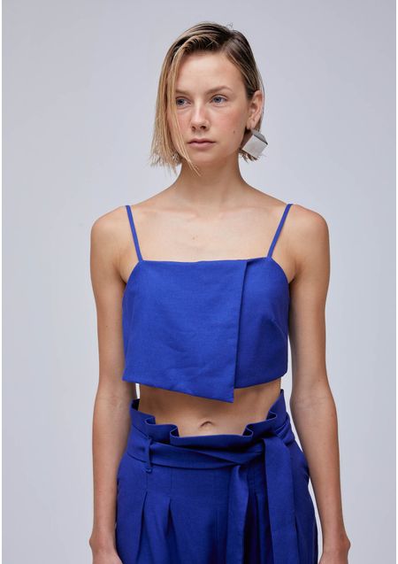 Top Cropped De Alça Azul