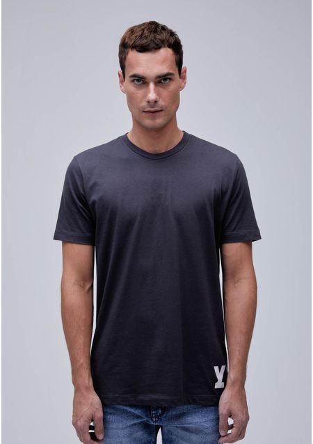 T-Shirt Slim Estampada Cinza