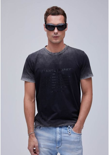 T-Shirt Regular Color Estampada Preto